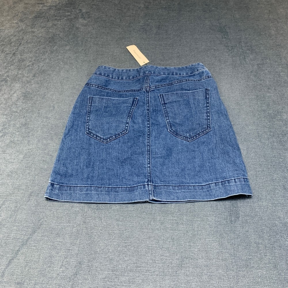 Harper Heritage Mini Skirt Womens XS Blue Denim Medium Wash Side Button Casual